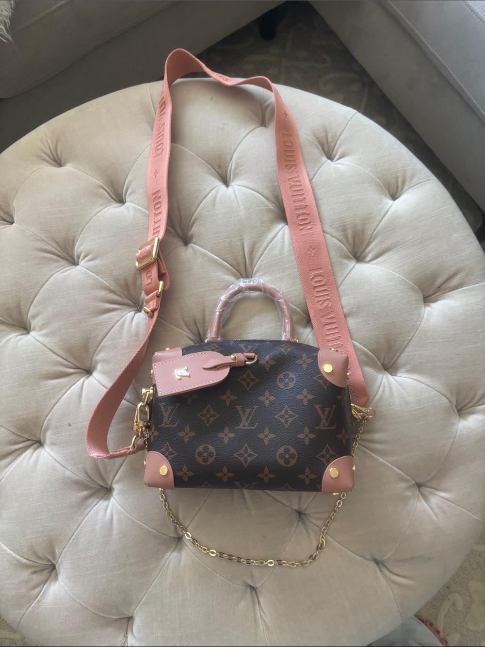 Louis Vuitton Monogram Mini Speedy with Pink Trim and Strap